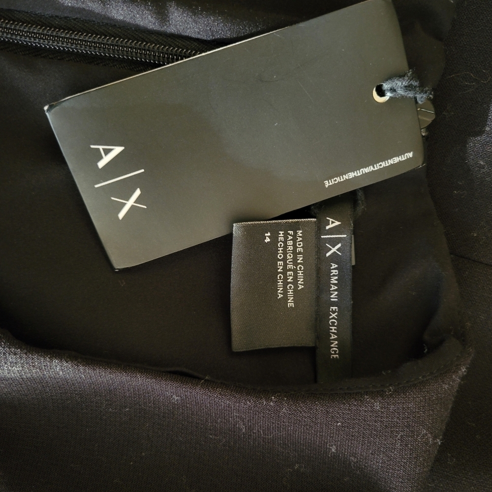 NWT Armani Exchange Black Sleeveless Satin Inset Dress Size 14 - Picture 4 of 4